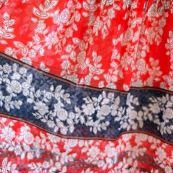 MEADOW RUE‎ Women Top Small Red Black Eyelet Sheer Boho Casual Summer Outdoor - Picture 16 of 17